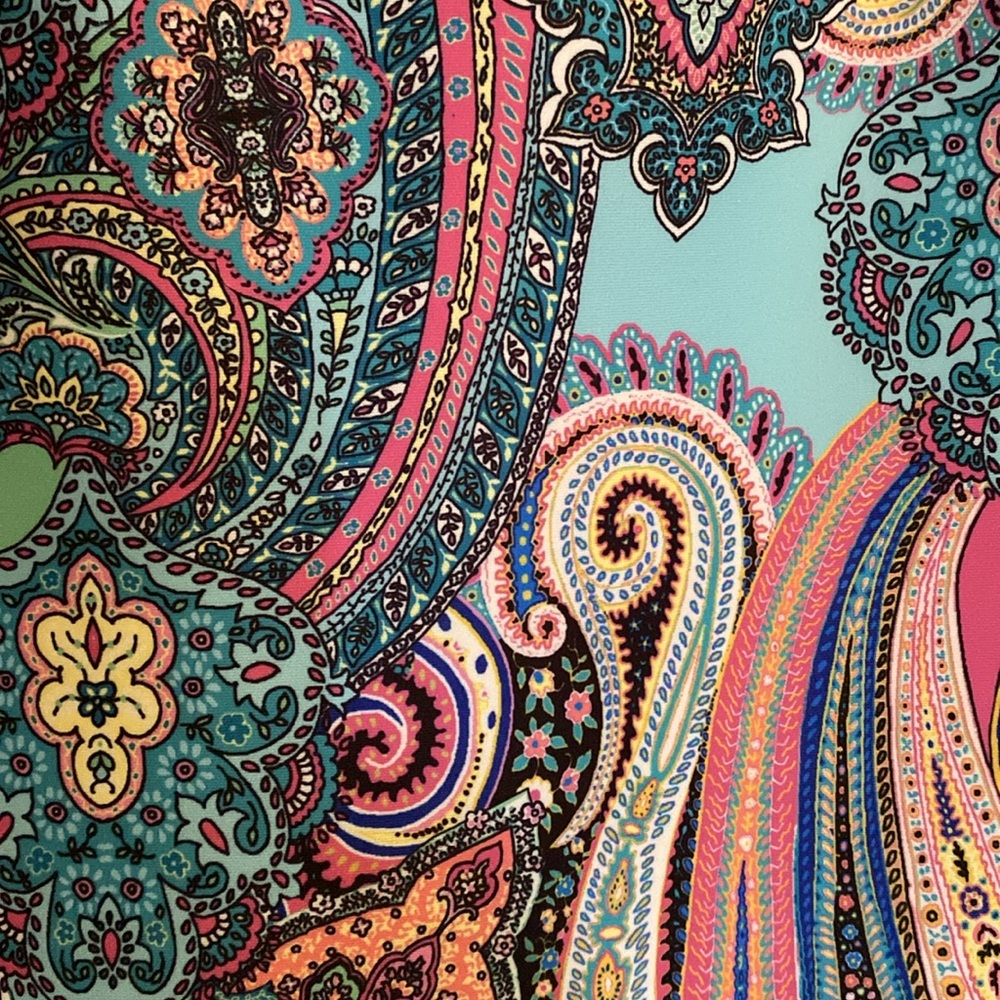Tommy Hilfiger Blue Pink Paisley Print Scuba Lined Sheath Dress - Picture 8 of 11